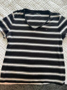 Tommy Hilfiger Black/White Striped Tee Shirt XXL